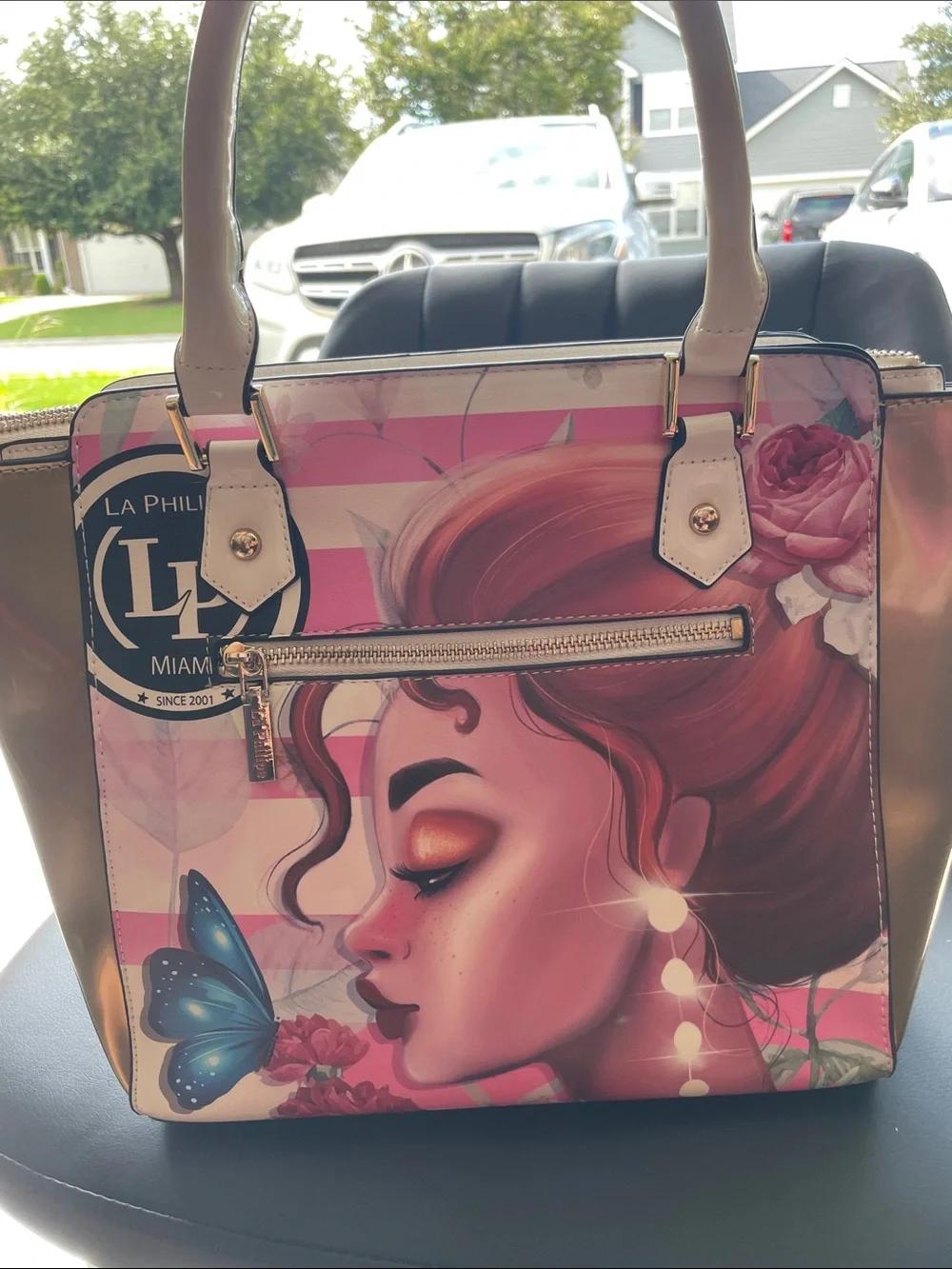 Pink Artistic Studded Satchel